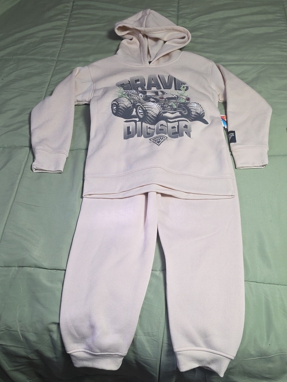Monster Jam Boys Long Sleeve Graphic Hoodie with Joggers 2pc Set, Sandshell